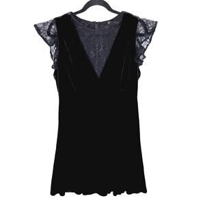 Zara Velvet Lace Babydoll Skater Dress Medium Goth Flutter Sleeve Sheer Witchy